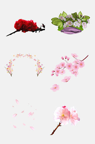 可爱唯美数值樱花花朵手绘免抠素材