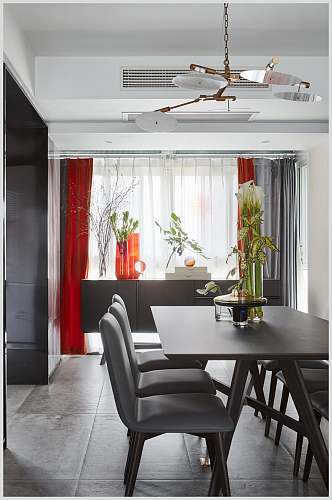 高端窗帘植物桌椅港式家装家居图片
