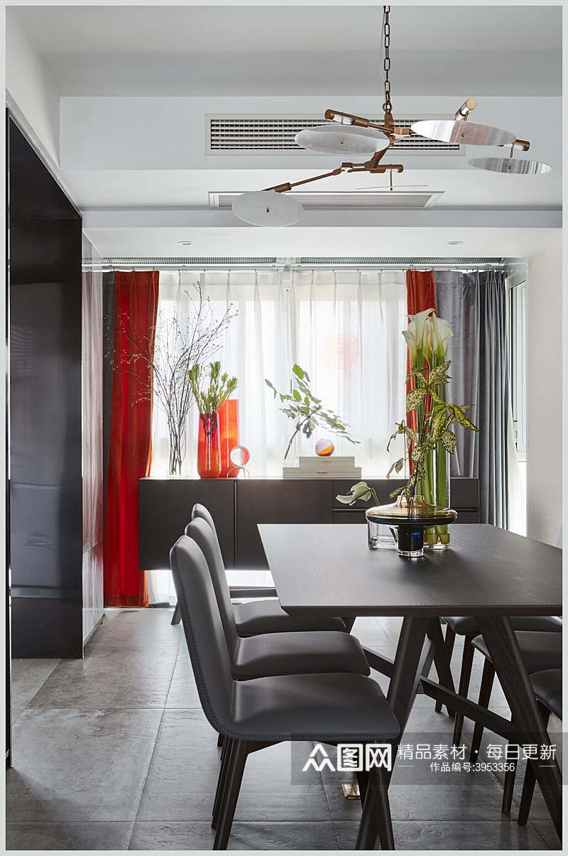 高端窗帘植物桌椅港式家装家居图片素材