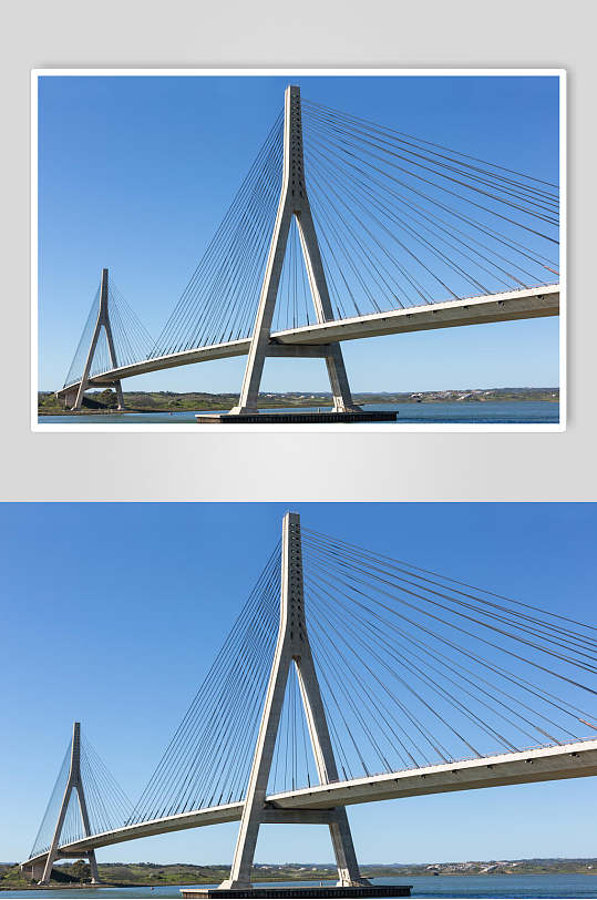 蓝色天空城市桥梁图片