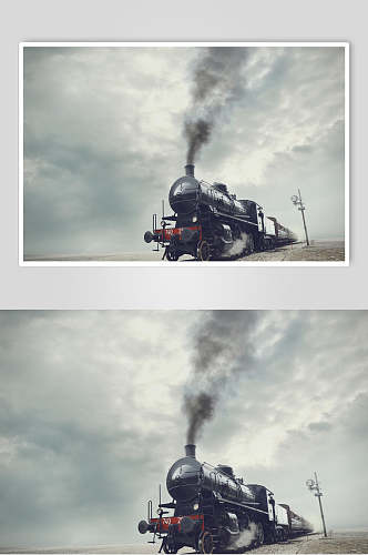 黑色气体蒸汽火车图片