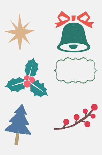 铃铛小树卡通圣诞节免抠素材