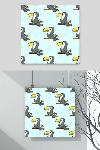 大气鹦鹉卡通可爱动物图案矢量素材