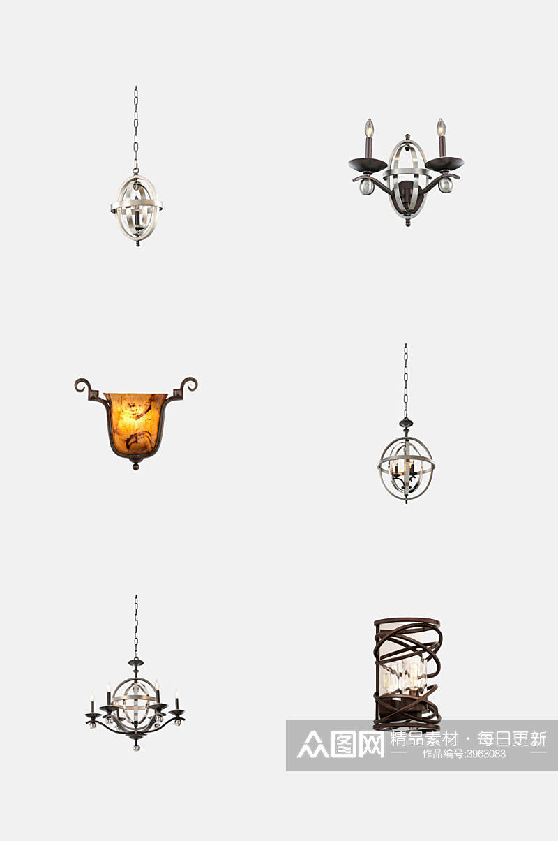 古典美式灯具免抠素材素材