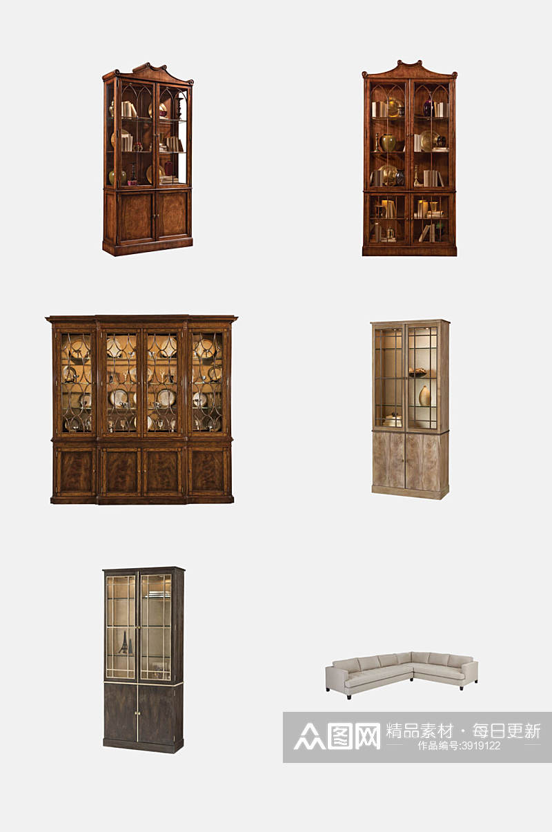 简约个性置物柜棕复古家具免抠素材素材