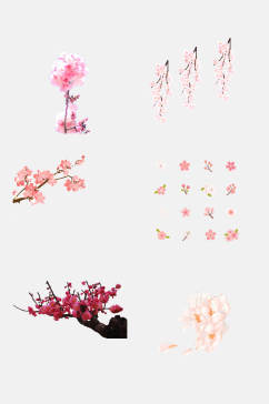 可爱唯美桃色樱花花朵手绘免抠素材