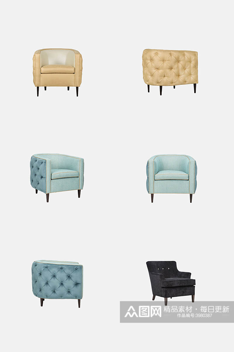 美式家具单人沙发免抠素材素材