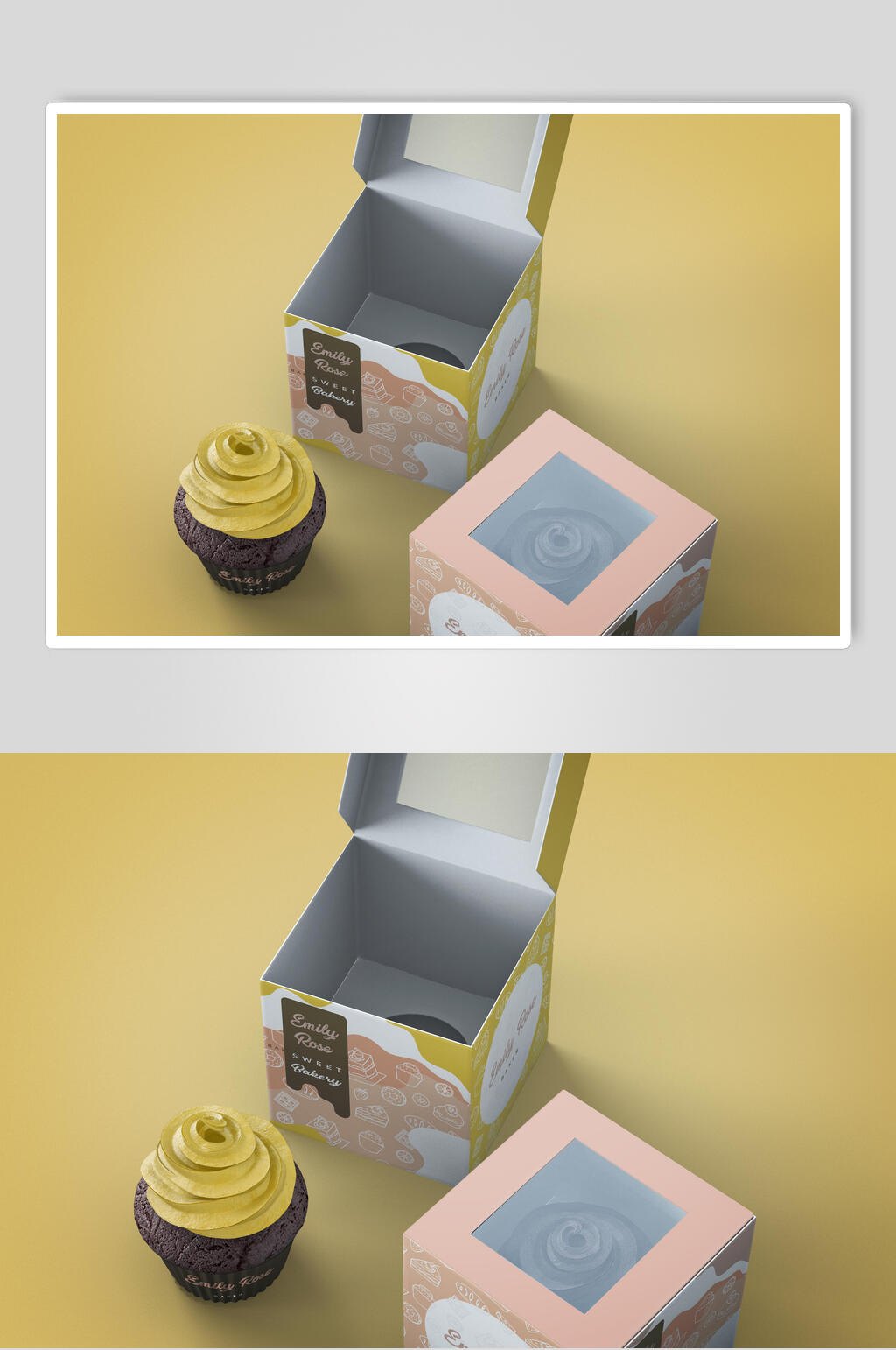 纸杯蛋糕甜品食品包装展示样机素材