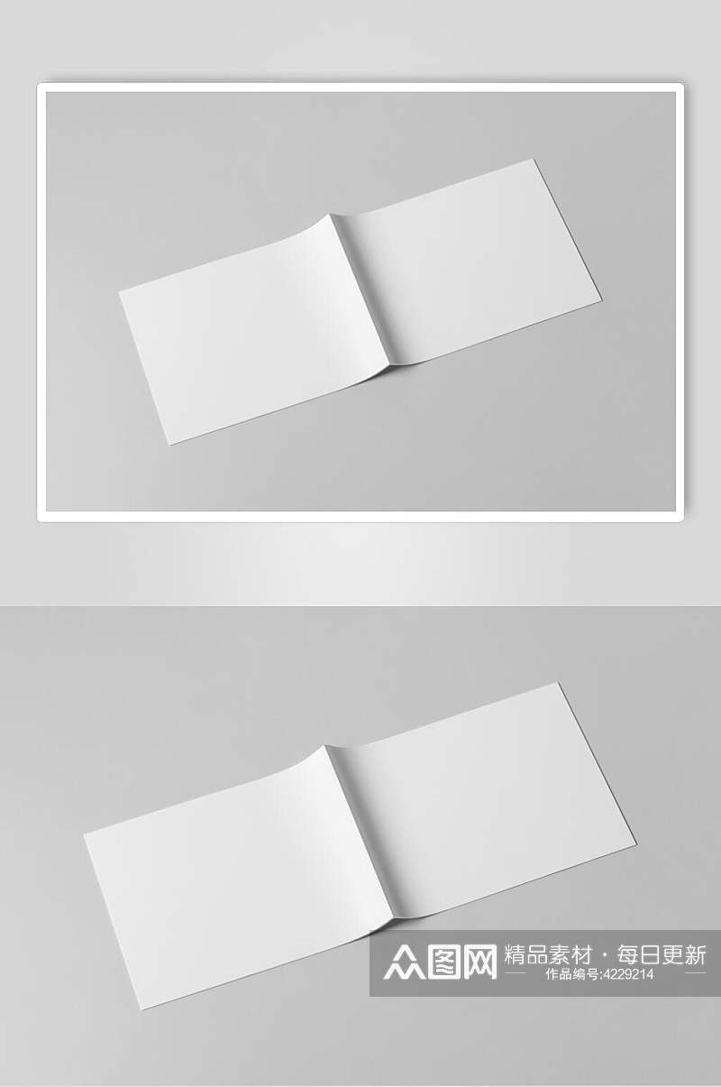 折痕纸张灰白画册封面贴图样机素材