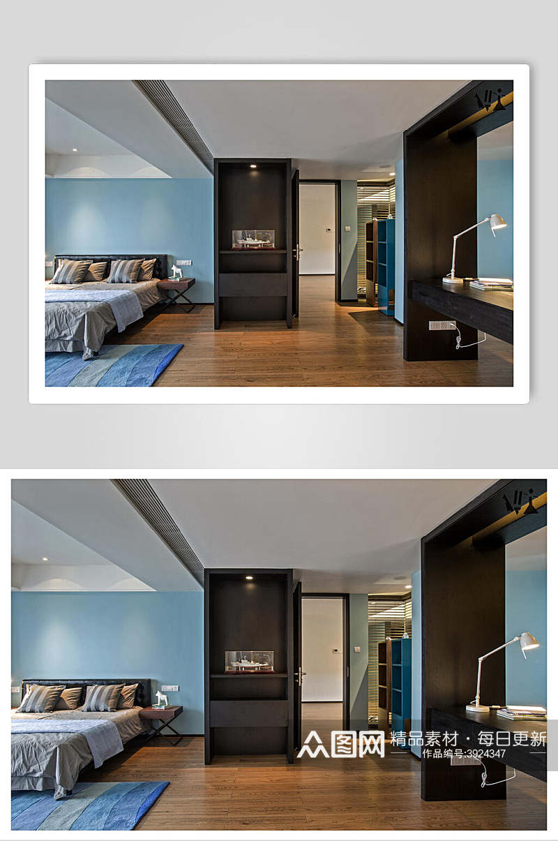 洋气个性创意沙发蓝新中式室内图片素材
