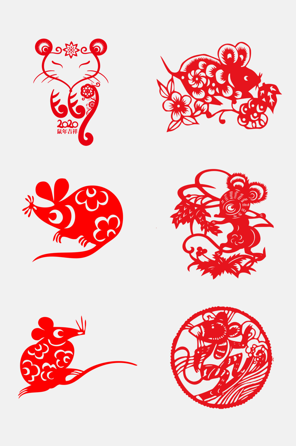 红色老鼠新年吉祥剪纸风鼠年免抠素材素材
