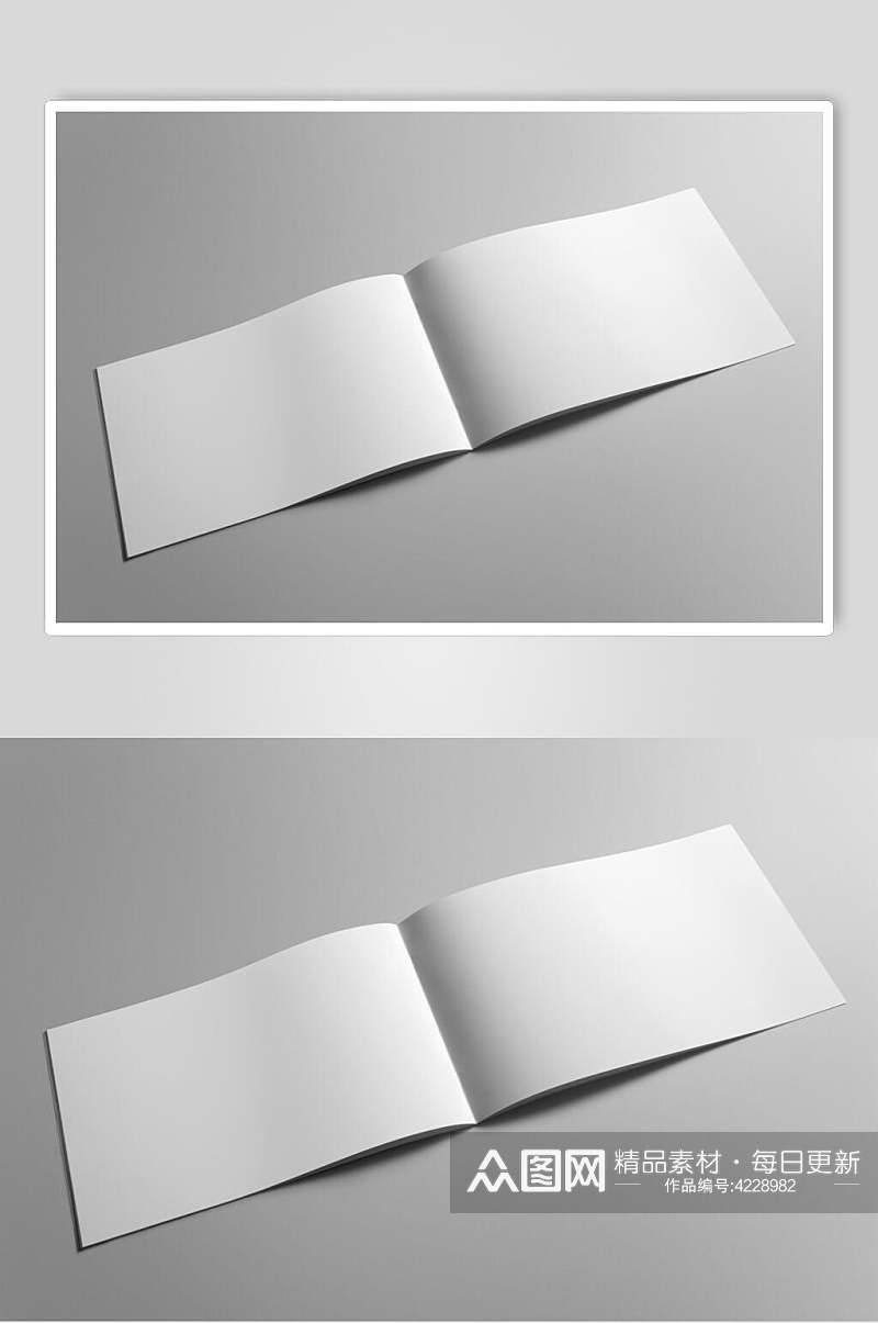 折痕纸张灰色画册封面贴图样机素材