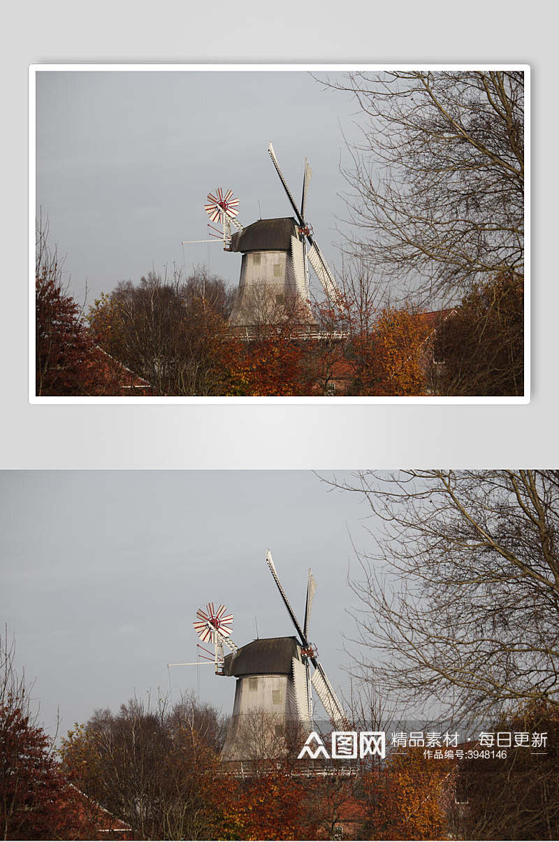 秋天欧式风车图片素材