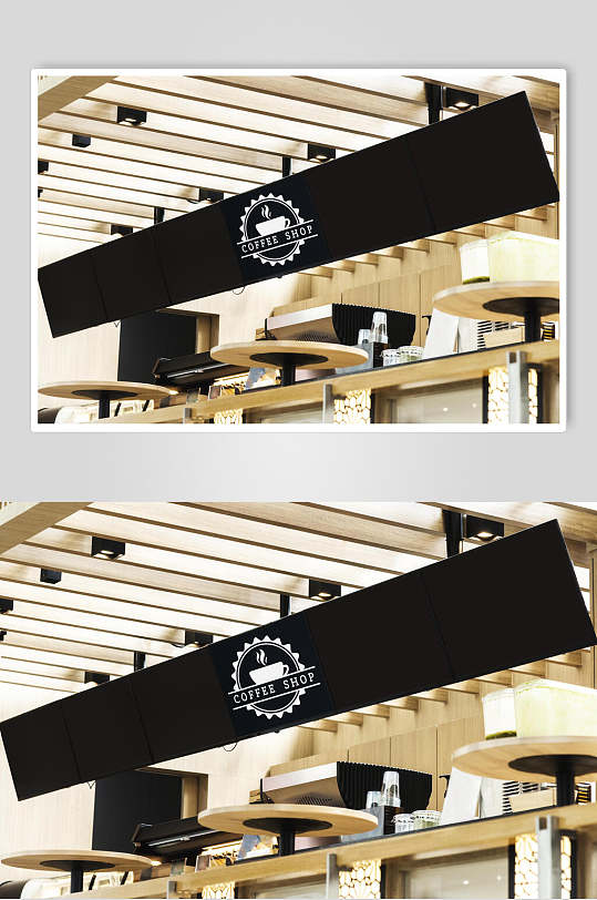 横幅咖啡图案导视贴图场景样机