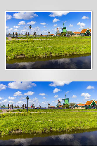 绿草地欧式风车图片
