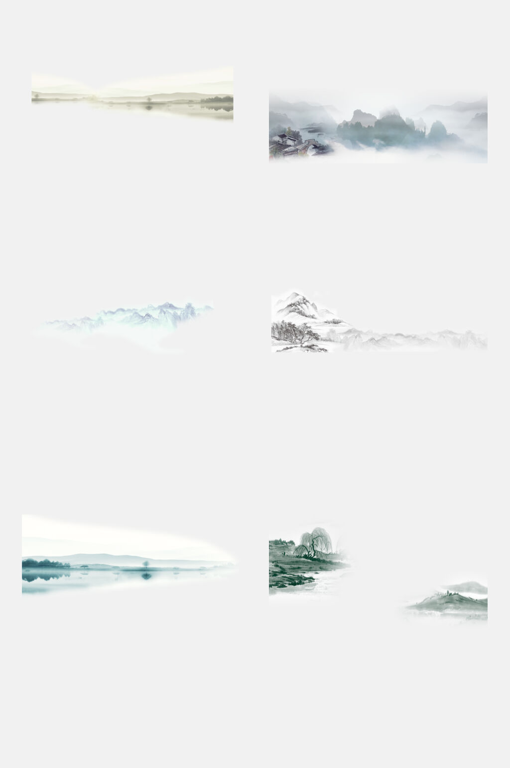 简约时尚风景水墨山水免抠素材素材