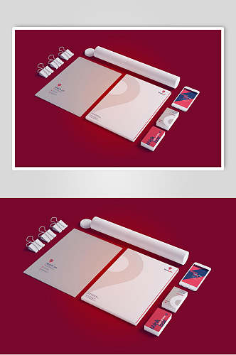 红色大气文件夹品牌VI设计样机