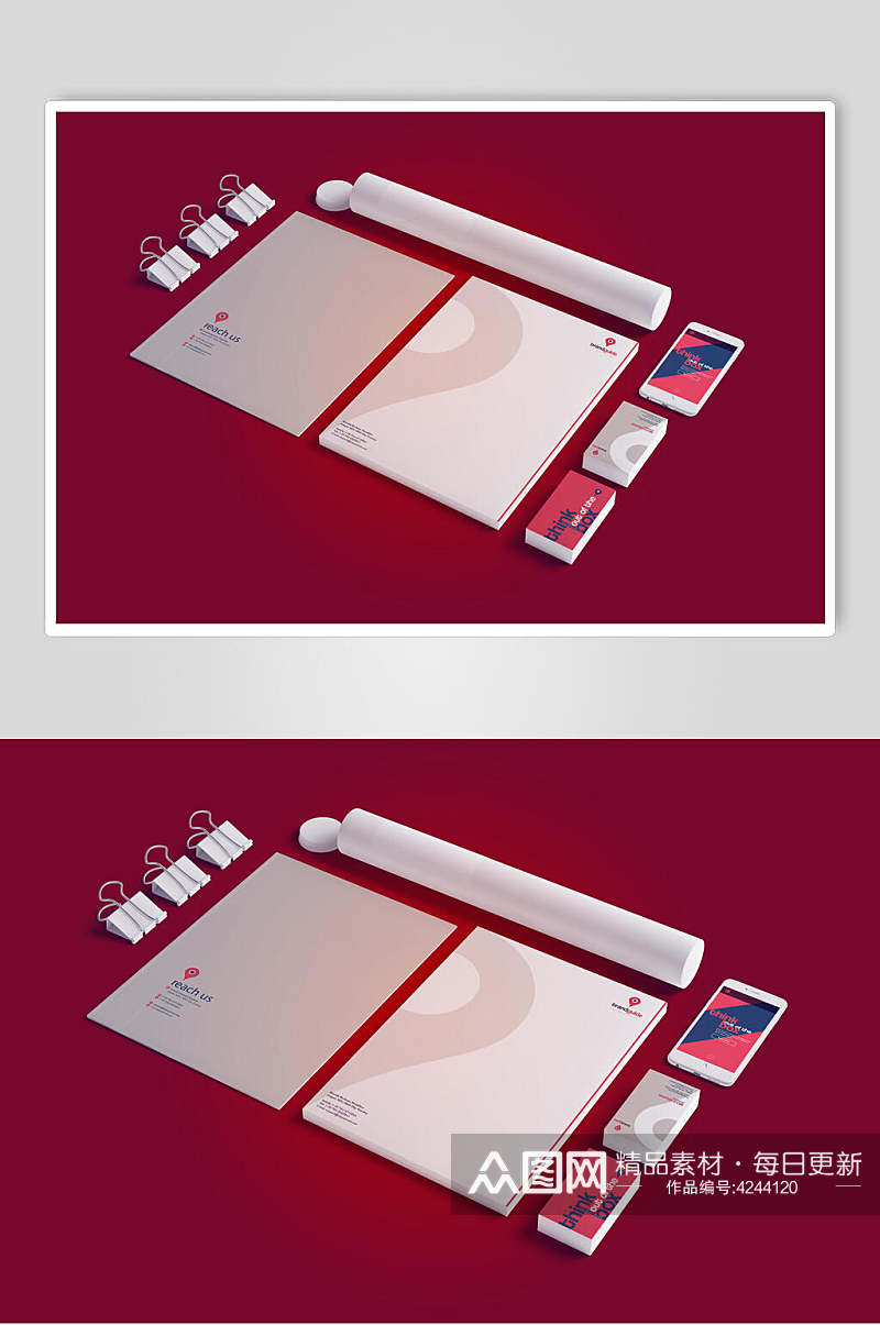 红色大气文件夹品牌VI设计样机素材
