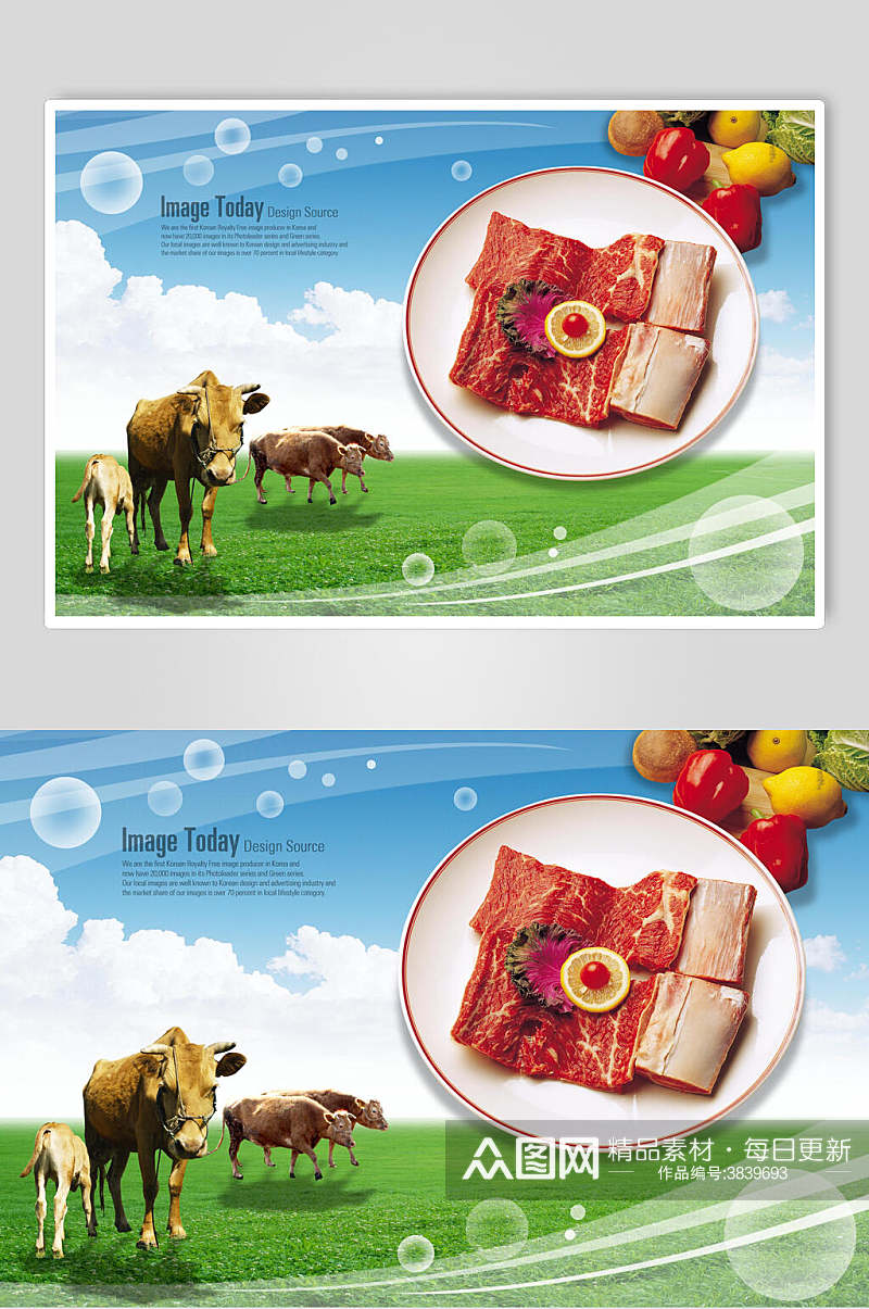 牛肉新鲜肉类海报素材