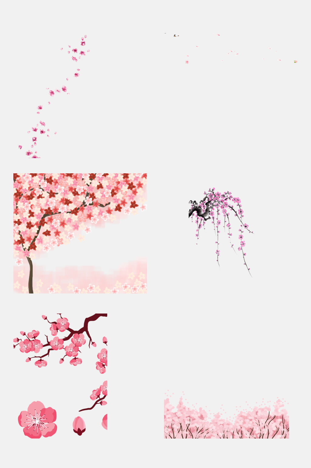 卡通治愈简约樱花花朵手绘免抠素材素材