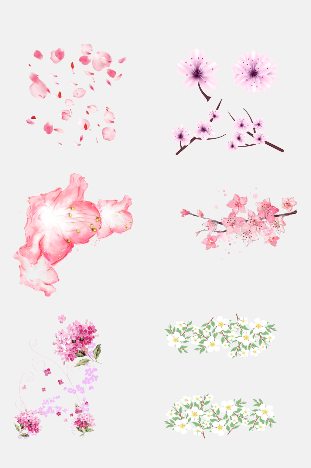 简约卡通治愈樱花花朵手绘免抠素材素材