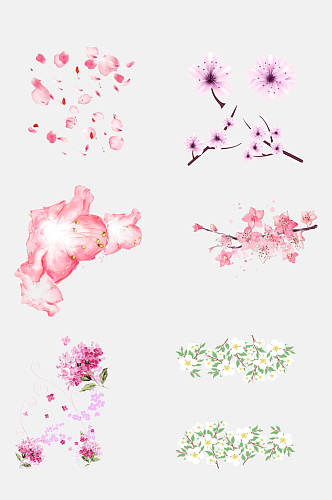 简约卡通治愈樱花花朵手绘免抠素材