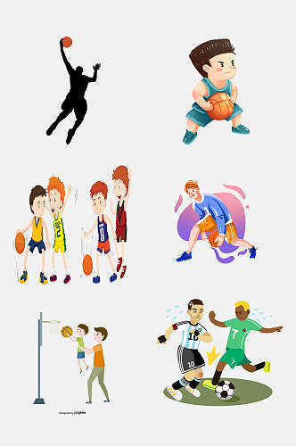 Q版篮球运动卡通体育运动人物免抠素材