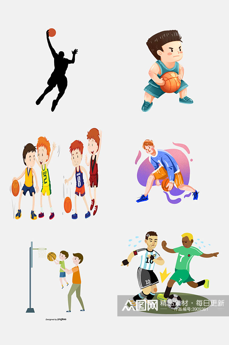 Q版篮球运动卡通体育运动人物免抠素材素材