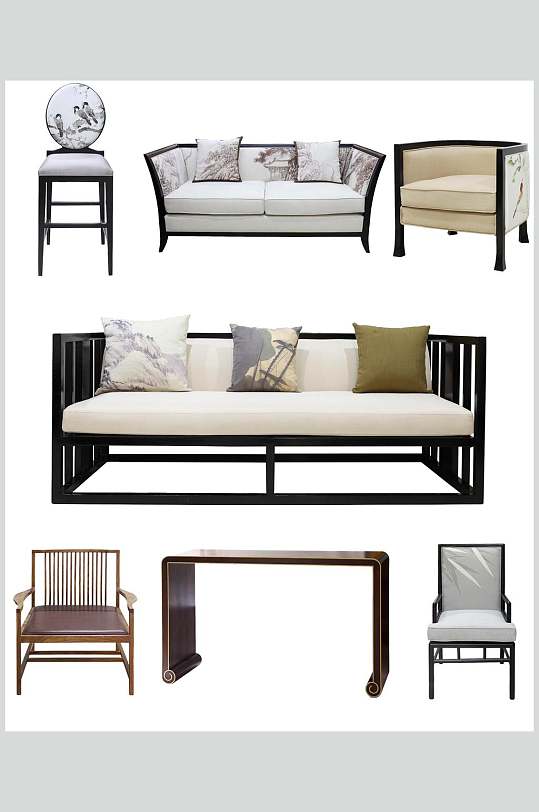 桌椅板凳高端创意新中式家具素材