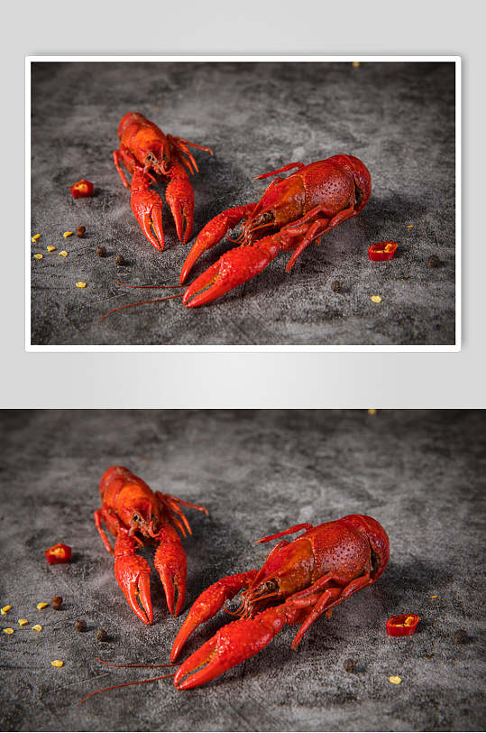 两只特写小龙虾美食图片