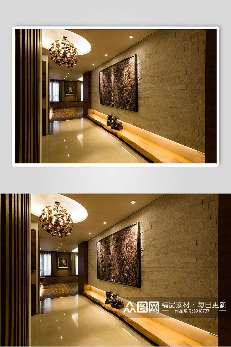 个性优雅简约吊灯黄新中式室内图片素材