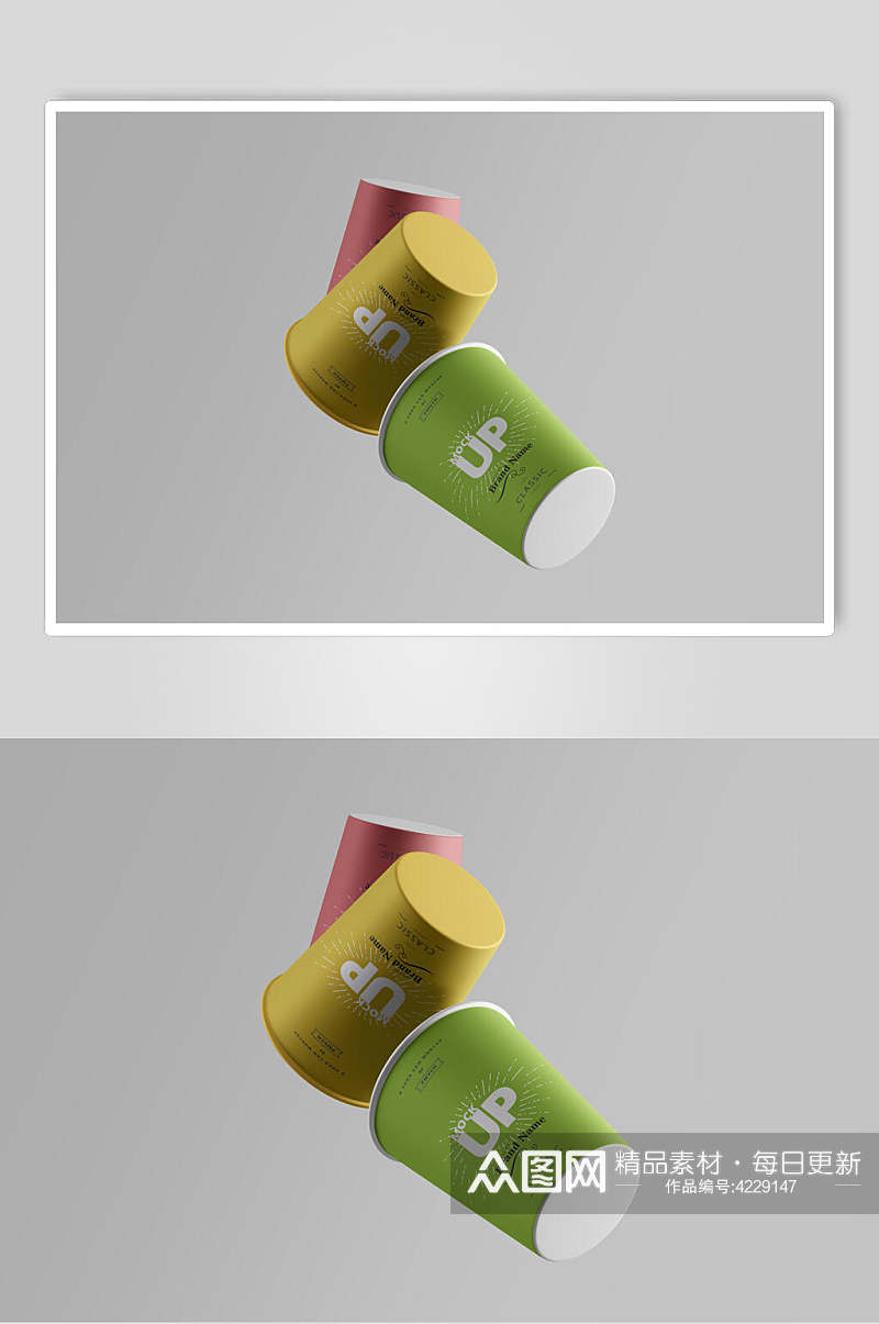 英文字母绿色饮品包装设计样机素材