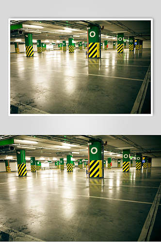 绿色地下停车场图片摄影图