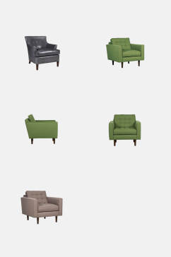 美式家具绿皮沙发免抠素材