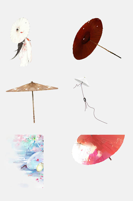 少女背影唯美古风油纸伞免抠素材