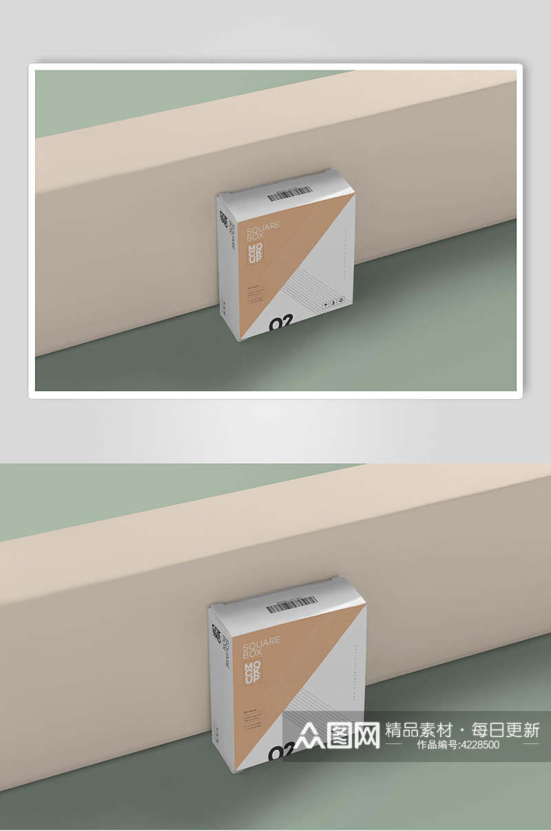 方形黄绿高端大气包装盒设计样机素材
