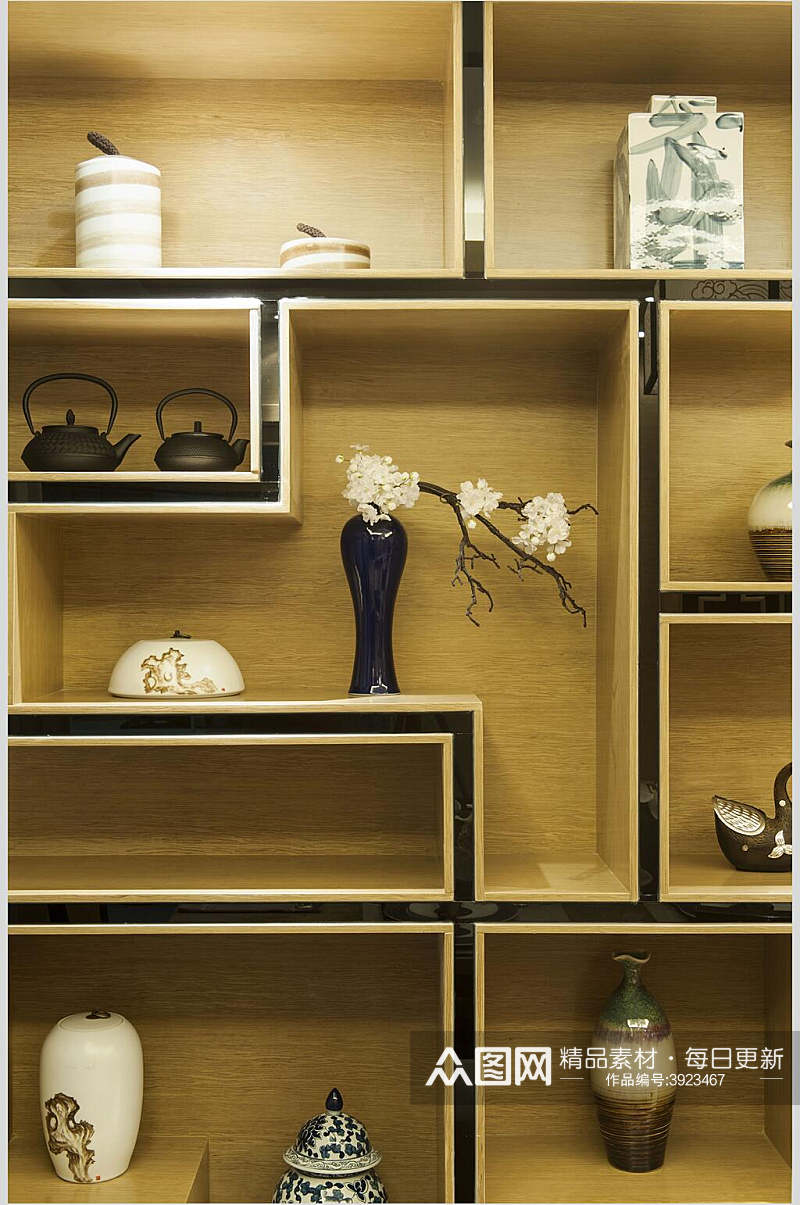 大气优雅个性陶瓷黄新中式室内图片素材