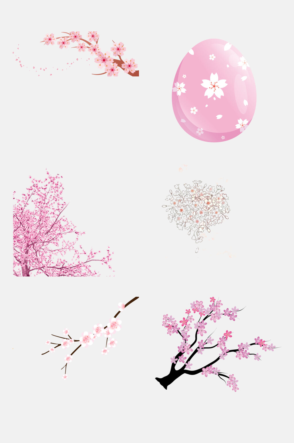 可爱唯美数值樱花花朵手绘免抠素材素材