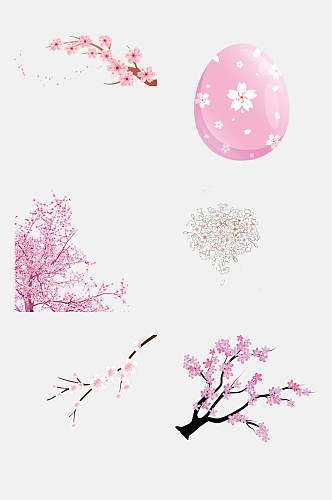 可爱唯美数值樱花花朵手绘免抠素材