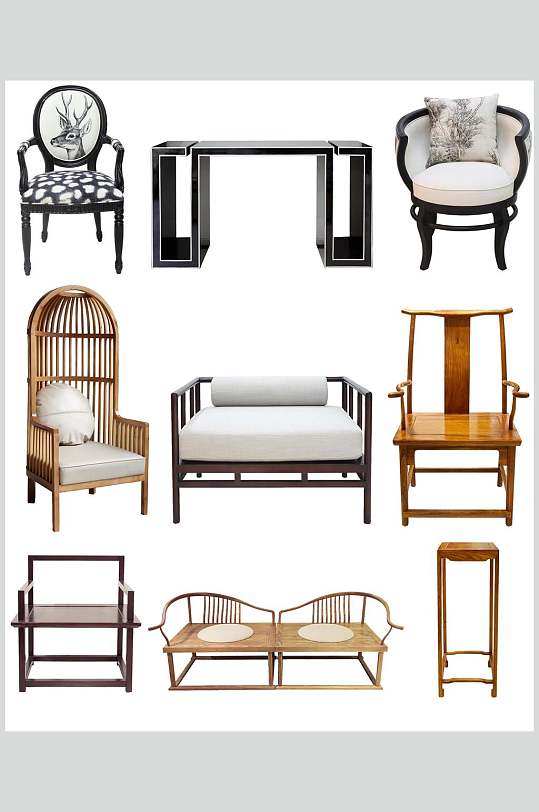 简约椅子新中式家具素材