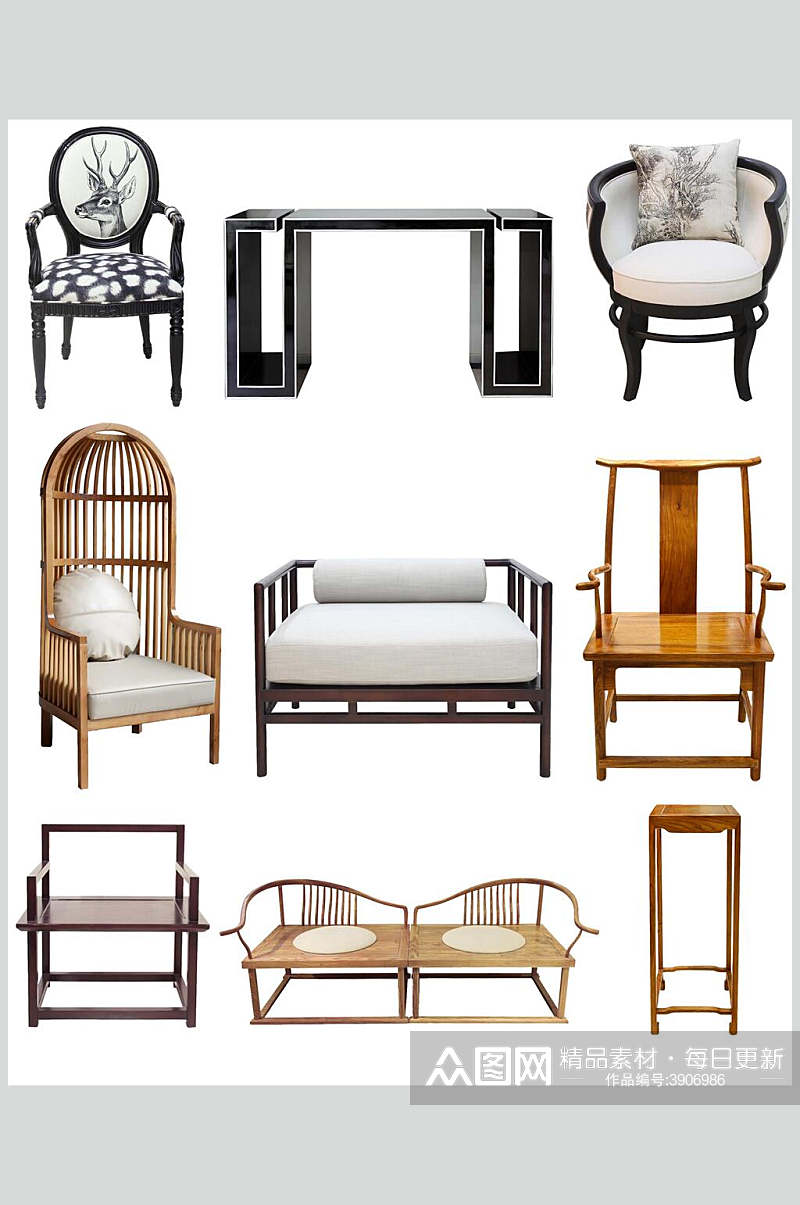 简约椅子新中式家具素材素材