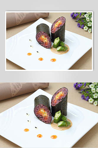 紫菜包饭沙拉美食图片