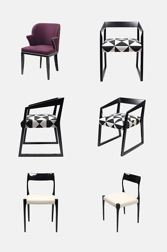 椅子黑白色简约新古典家具免抠素材