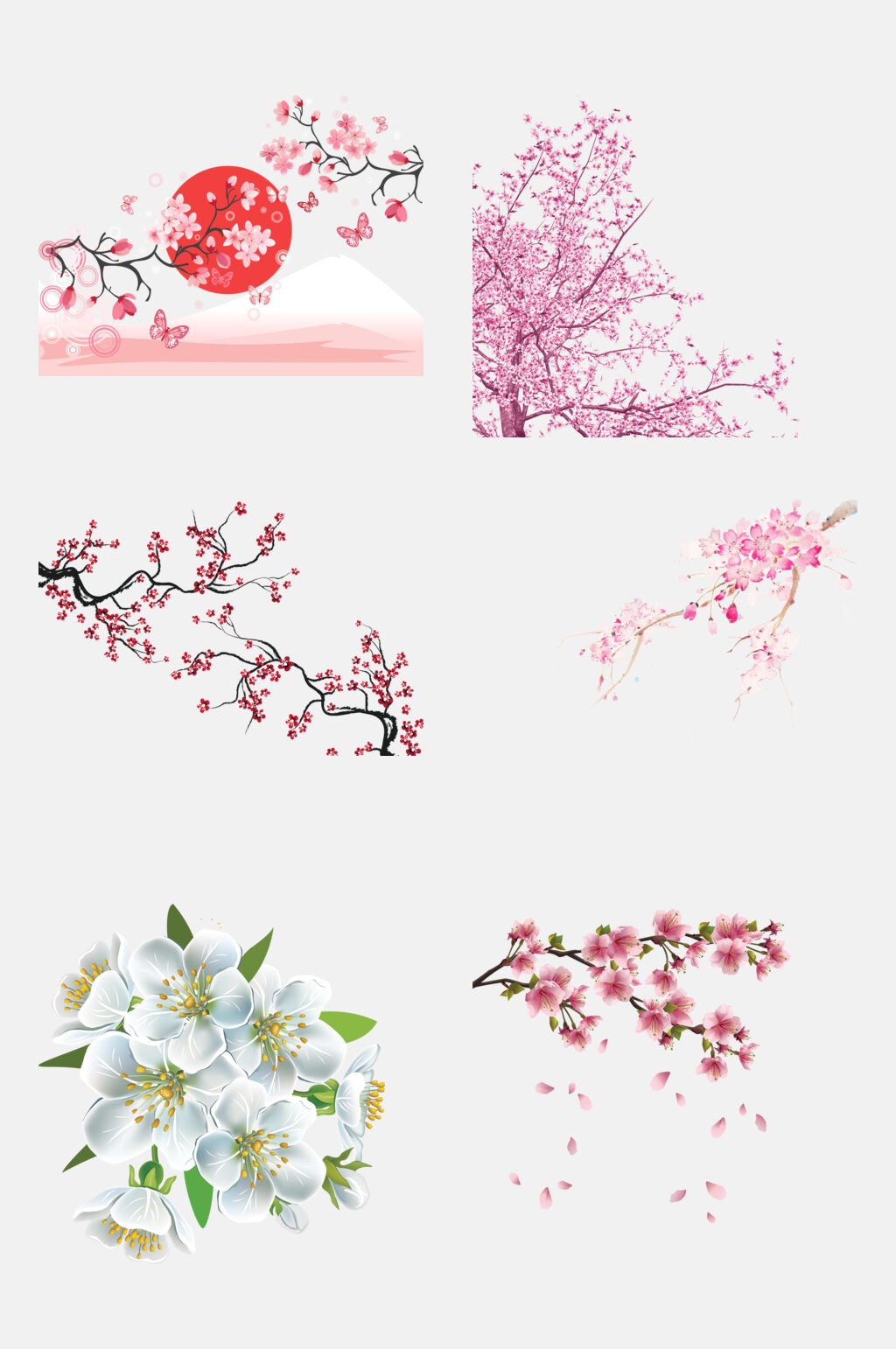 创意卡通治愈樱花花朵手绘免抠素材素材