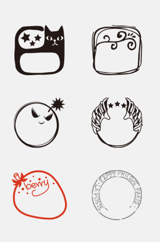 炸弹圆形高端创意可爱印章免抠素材