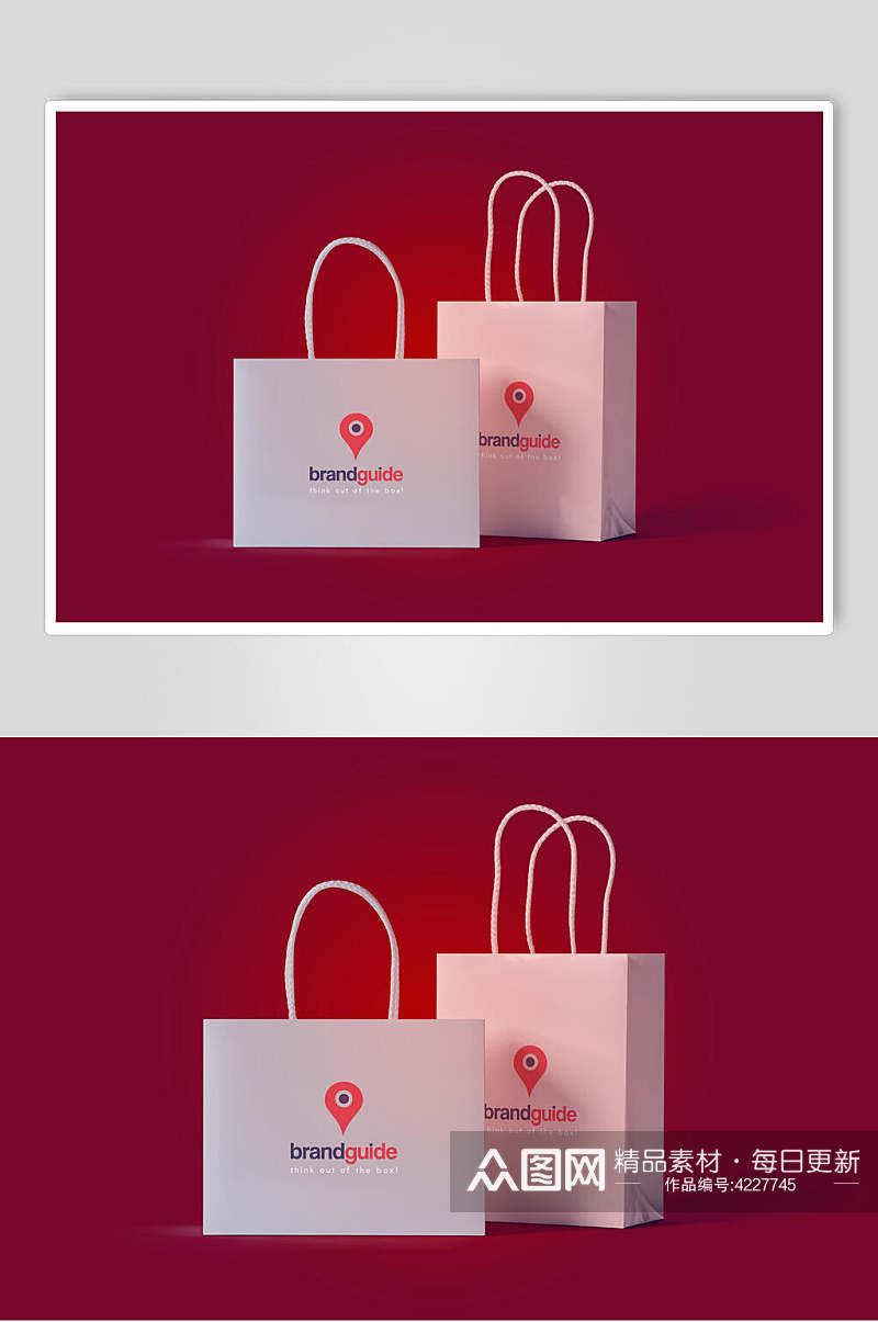 袋子红色高端大气品牌VI设计样机素材