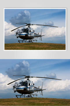 蓝色天空直升机图片