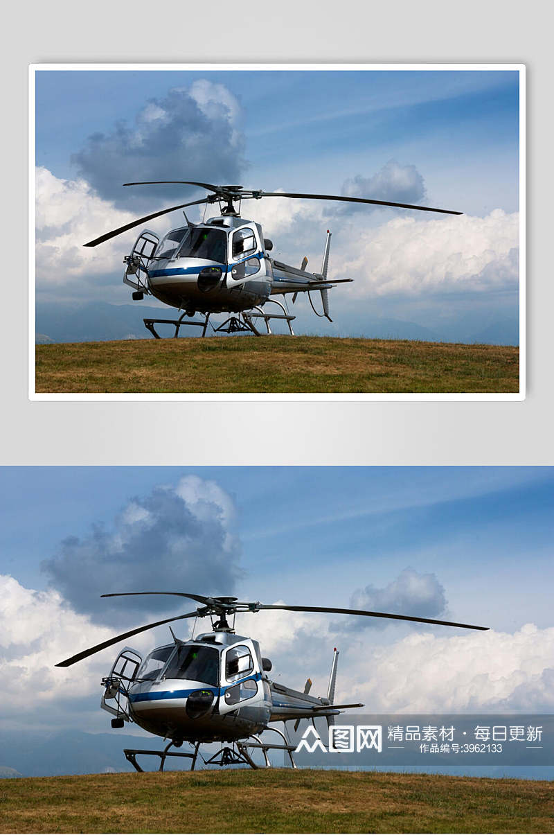 蓝色天空直升机图片素材