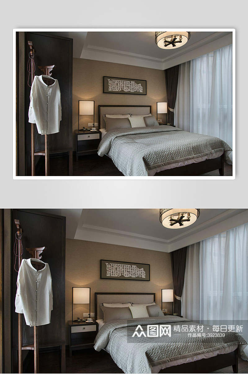 白衬衫简约创意个性新中式室内图片素材