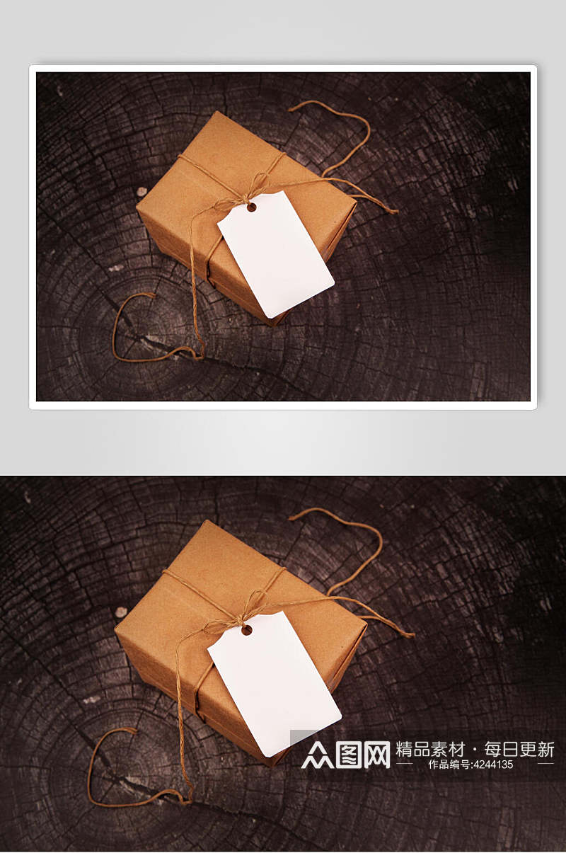创意木桩白色包装吊牌设计样机素材